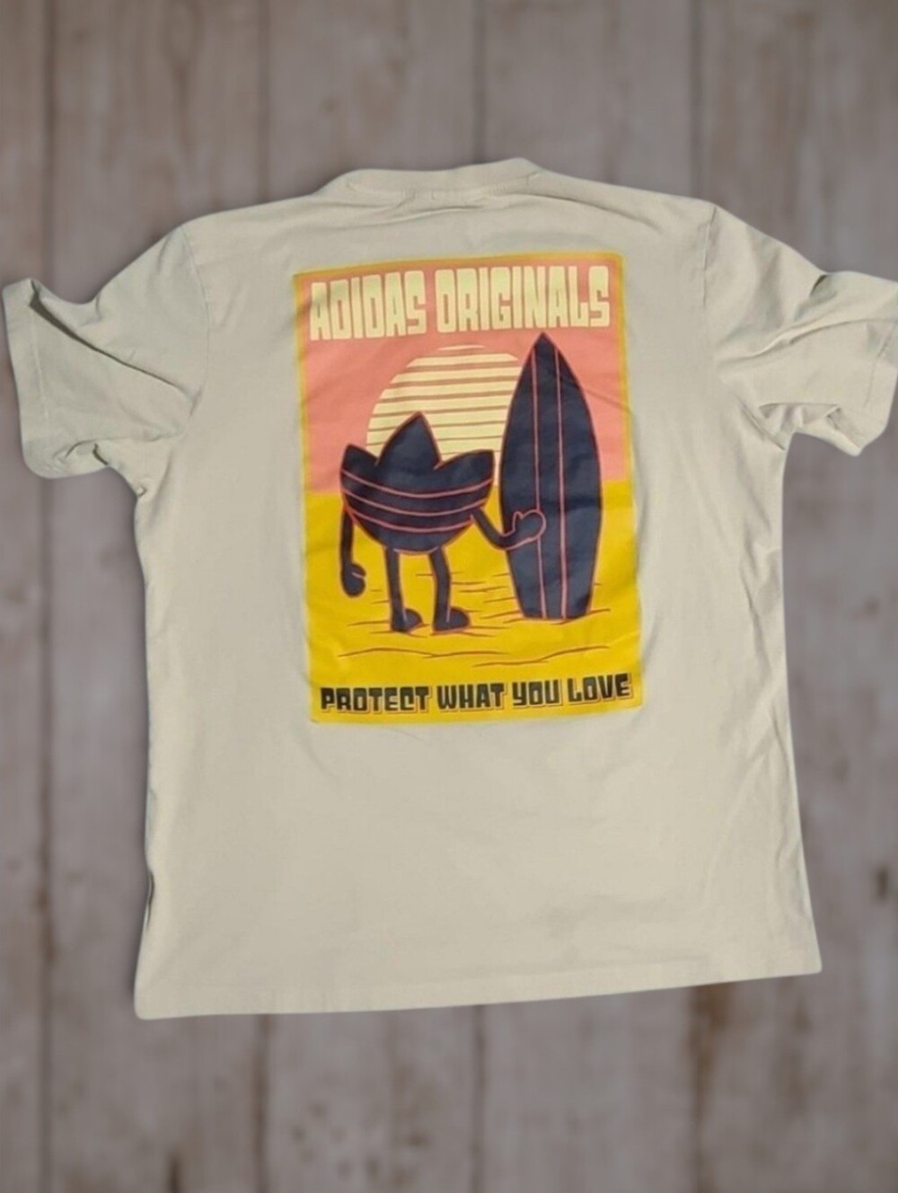 Adidas Originals Protect What You Love Surfboard Tee Tan Cream M